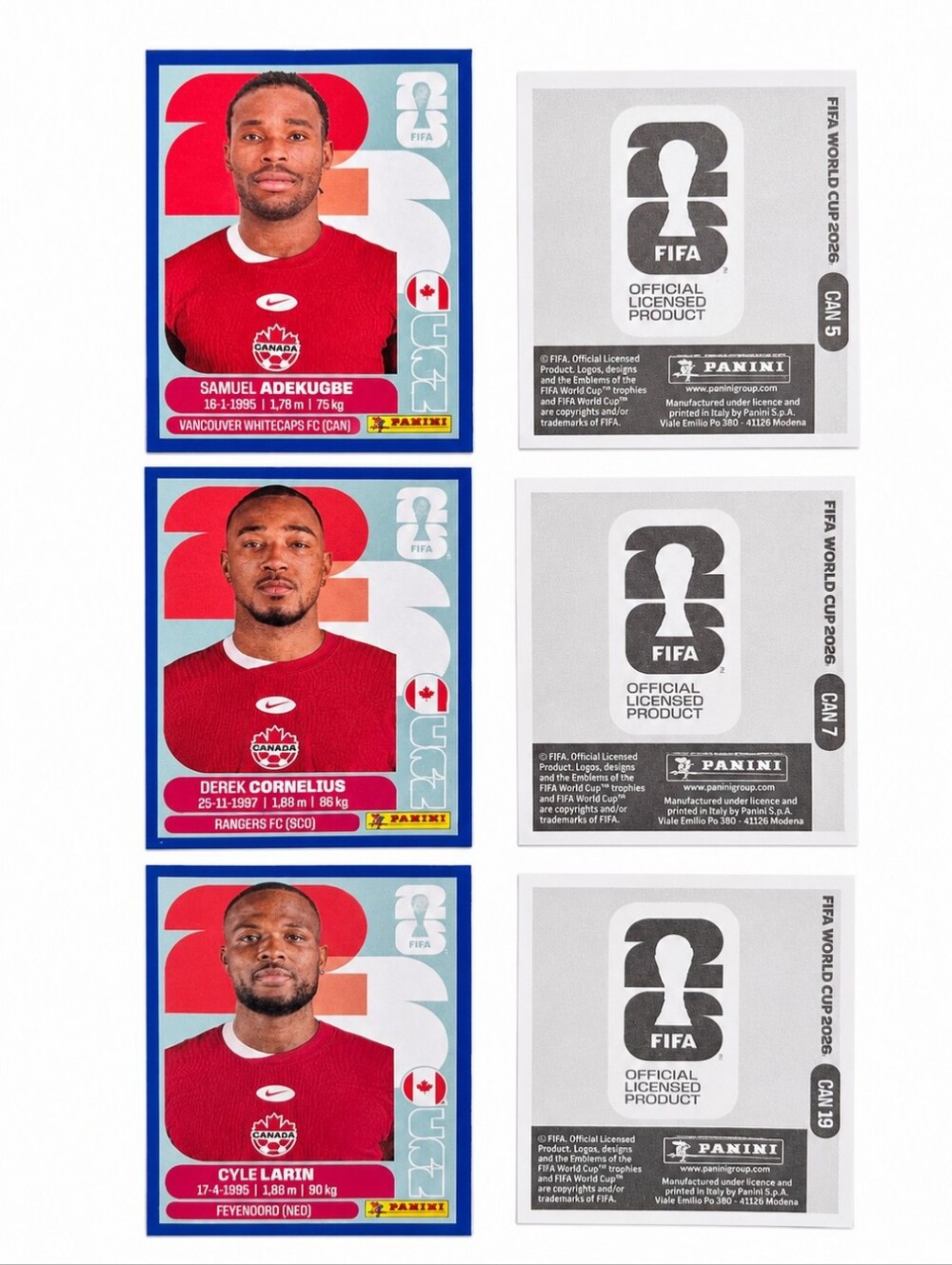 FIFA World Cup 2026 Canada Soccer Stickers Blue Border